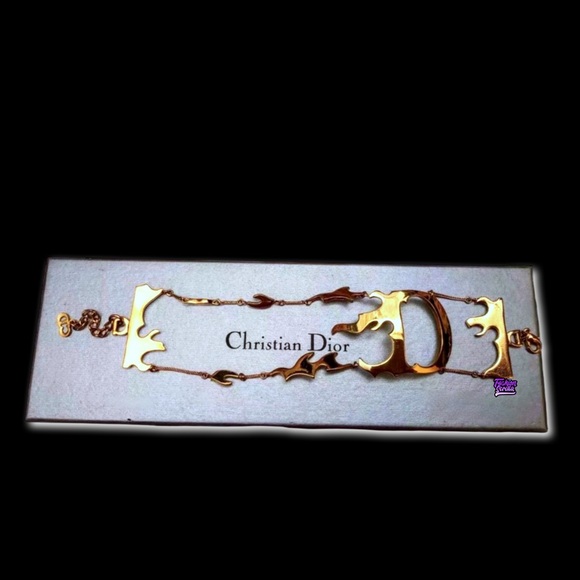 Dior John Galliano Gold Flaming “D” Logo Runway Bracelet Cuff - Picture 7 of 11
